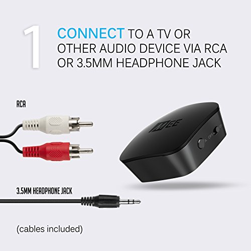 MEE audio DualStream S1 Headphone and Speaker Bluetooth Wireless Audio Transmitter/Streamer with aptX Low Latency technology for TVs and other devices (analog input via headphone jack or RCA)