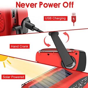 Emergency Hand Crank Radio with LED Flashlight for Emergency, AM/FM NOAA Portable Weather Radio with 2000mAh Power Bank Phone Charger, USB Charged & Solar Power for Camping, Emergency