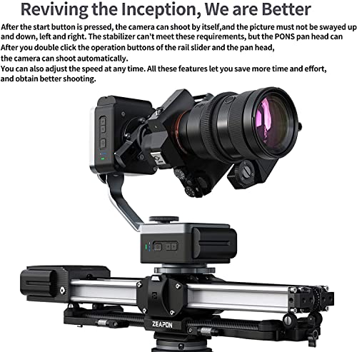 Zeapon PONS PT+ Battery + Charger Motorized Pan Head 2-Axis Gimbal Stabilizer for Cameras Slider 360 Degree Panoramic Shooting 50 kg Horizontal Load with Hidden 1/4 & 3/8 Screw Cap