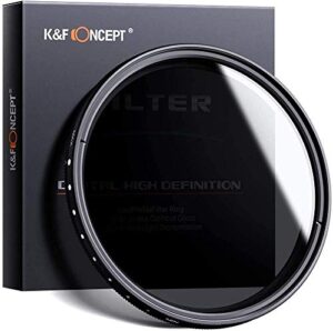 k&f concept 62mm variable nd2-nd400 nd lens filter (1-9 stops) for camera lens, adjustable neutral density filter with microfiber cleaning cloth (b-series)