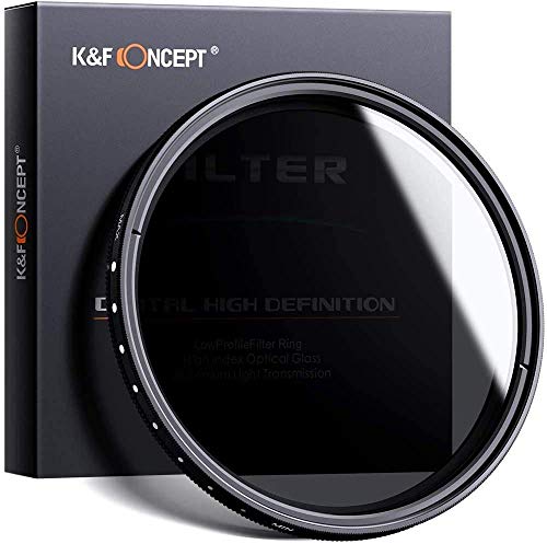 K&F Concept 62mm Variable ND2-ND400 ND Lens Filter (1-9 Stops) for Camera Lens, Adjustable Neutral Density Filter with Microfiber Cleaning Cloth (B-Series)