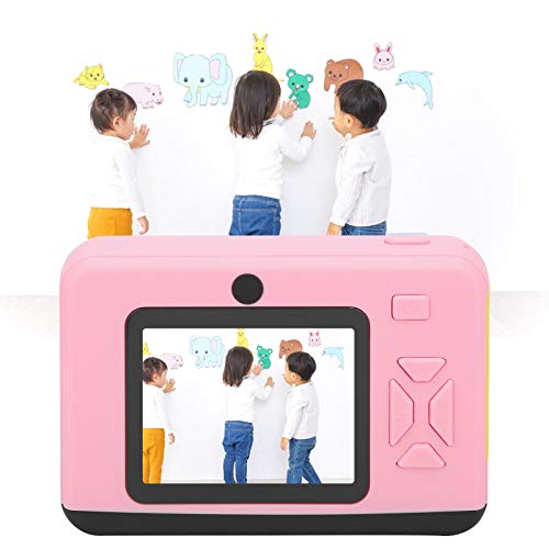 Aoutecen Anti‑Drop Children Camera, Cute Look 2.0in 20MP HD Anti‑Drop IPS Screen Children Camera with Large Capacity Battery for Gift(Pink)