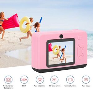 Aoutecen Anti‑Drop Children Camera, Cute Look 2.0in 20MP HD Anti‑Drop IPS Screen Children Camera with Large Capacity Battery for Gift(Pink)