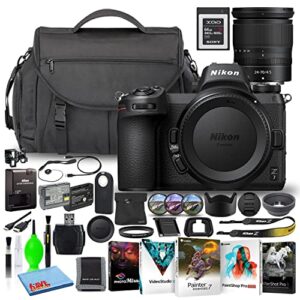nikon z7 45.7mp mirrorless digital camera with 24-70mm lens (1594) deluxe bundle with sony 64gb xqd memory card + large camera bag + corel editing software + extra battery + filter kit (renewed)