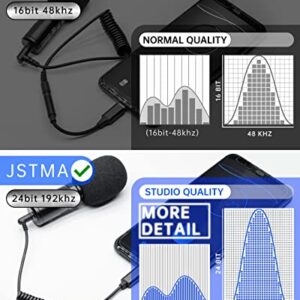 jstma USB-C Microphone-Adapter - 3.5mm TRS to Type C Video Mic Cable with 24bit 192kHz ADC - Compatible with Samsung Android Phones and RODE VideoMicro - Not for Action Cameras with i2s Mic Input