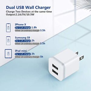 LUOATIP USB Wall Charger, 5-Pack 2.1A/5V Dual Port USB Cube Power Adapter Charger Plug Charging Block Replacement for iPhone Xs/XR/X, 8/7/6 Plus, Samsung, HTC, LG, Moto, Android Phones