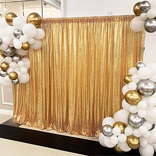 7ft x 7ft Gold Sequin Backdrop Curtain Glitter Photo Booth Backdrop for Wedding Birthday Baby Shower Event Decor