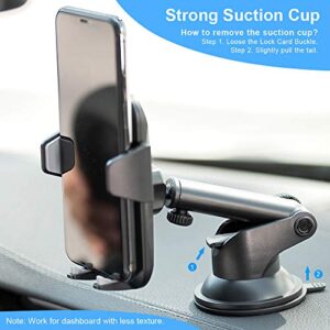 KLKE Car Phone Holder,Universal Cell Phone Holder for Car,Strong Suction Cup Dashboard Windshield Mount with Quick Release Landscape Portrait Mode for iPhone、Samsung Galaxy、LG...