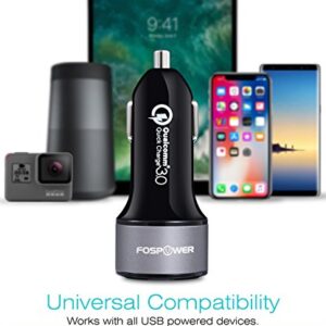 FosPower USB Car Charger UL Listed 36W Fast Charging Qualcomm 3.0 Quick Charge Dual USB Smart Ports with LED Light Compatible with iPhone 14 Pro Max, Google Pixel 6, Samsung Galaxy S22, and More