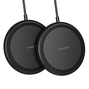 wireless charger 2-pack 10w for iphone wireless charger pad cokoeye, max fast wireless phone charger for iphone 14/14 plus/14 pro/14 promax/13 series/12/11/samsung s22/s21/s20/airpods pro