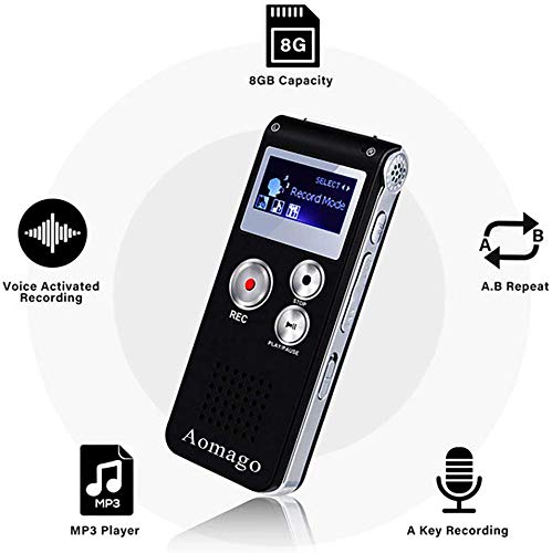 32GB Digital Voice Recorder Voice Activated Recorder for Lectures, Meetings, Interviews Aomago Audio Recorder Portable Tape Dictaphone with Playback, USB, MP3