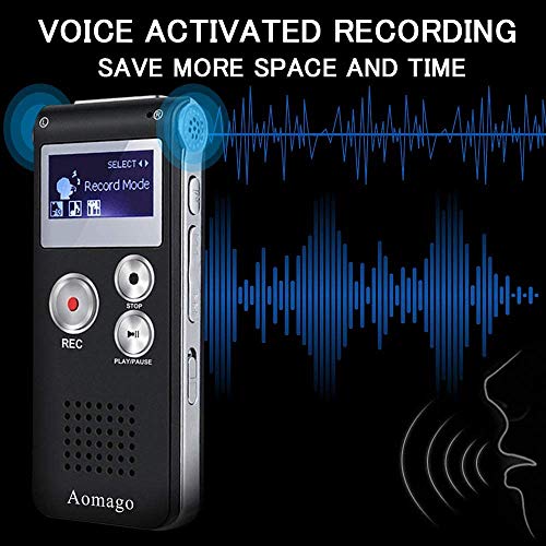 32GB Digital Voice Recorder Voice Activated Recorder for Lectures, Meetings, Interviews Aomago Audio Recorder Portable Tape Dictaphone with Playback, USB, MP3