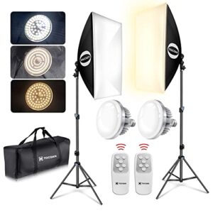 tocoan softbox photography lighting kit, 2packs 27 x 20 inches photo studio equipment & continuous lighting system with 85w 3000k-7500k led bulbs for video recording, portrait product photo shoot