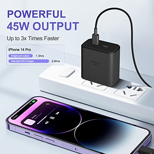 45W Super Fast Charger Type C, Dual USB C Charger 25W+25W PD/PPS for Samsung Galaxy S23 ultra/S23+/S23/S22 Ultra /S22 /S22+/S21/Note 20, Galaxy Tab S8/S8 Ultra,iPhone 14/13 Pro Max, iPad, Pixel