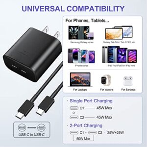 45W Super Fast Charger Type C, Dual USB C Charger 25W+25W PD/PPS for Samsung Galaxy S23 ultra/S23+/S23/S22 Ultra /S22 /S22+/S21/Note 20, Galaxy Tab S8/S8 Ultra,iPhone 14/13 Pro Max, iPad, Pixel