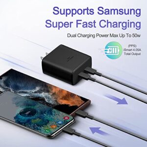 45W Super Fast Charger Type C, Dual USB C Charger 25W+25W PD/PPS for Samsung Galaxy S23 ultra/S23+/S23/S22 Ultra /S22 /S22+/S21/Note 20, Galaxy Tab S8/S8 Ultra,iPhone 14/13 Pro Max, iPad, Pixel