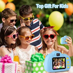 Kids Camera 1080p Hd Digital Video 8mp Camera 2-inch IPS Screen Selfie Micro Camera with 32gb Sd Card Rechargeable Children Camera Birthday New Year Toy Gifts (Blue)