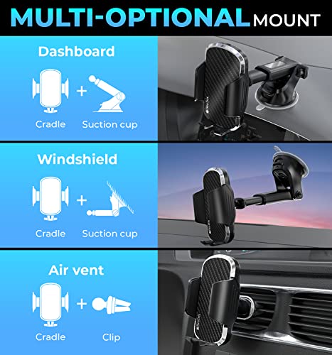 Bestrix Phone Mount for Car – Car Phone Holder Mount, Dashboard, Windshield, and Air Vent– for All Cars, Installs in Minutes – Holds All Phones up to 6.7”– Phone Holder for Car Dashboard
