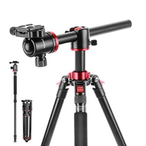 neewer camera tripod monopod with rotatable center column for panoramic shooting, aluminum alloy 75″/191cm, 360° ball head, 1/4″ arca type qr plate for dslr camera video camcorder up to 26.5lb/12kg