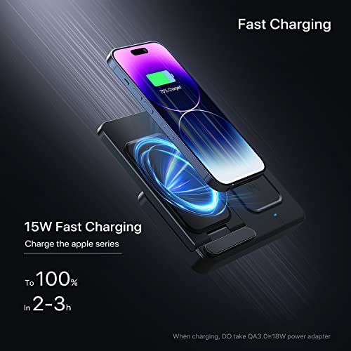 Wireless Charger, Charging Station 3 in 1, Fast Wireless Charger Stand for iPhone 14/13/12/11/Pro/Max/Plus/XS/XR/X/8, Apple Watch 8/7/6/5/4/3/2/SE & AirPods(Black)