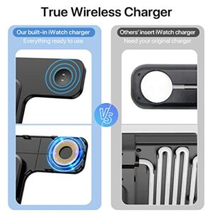 Wireless Charger, Charging Station 3 in 1, Fast Wireless Charger Stand for iPhone 14/13/12/11/Pro/Max/Plus/XS/XR/X/8, Apple Watch 8/7/6/5/4/3/2/SE & AirPods(Black)