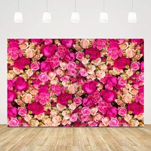 5x3ft pink red rose flowers photography backdrop valentine’s day photo background baby shower wedding happy birthday decoration mother’s day backdrop blossoms roses wall art for photo booth props