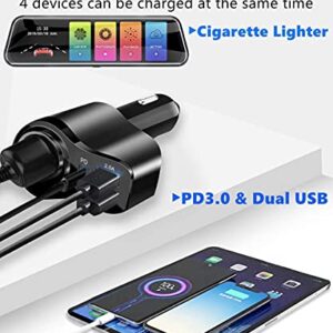 4 in 1 USB C Car Charger, 48W Multi USB Cigarette Lighter Adapter, Socket Splitter with 3 USB Ports, 12V/24V Dual USB Type C PD Fast Car Charger Adapter for iPhone 14/13/12/11,iPad,Samsung,LG,GPS