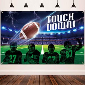 football party decoration supplies, large fabric football scene for touch football down party supplies, football field photo booth backdrop banner background football themed supplies