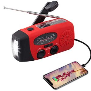 handsider solar hand crank self powered survival emergency am fm noaa weather radio with led flashlight, 2000mah power bank for cellphone smartphone