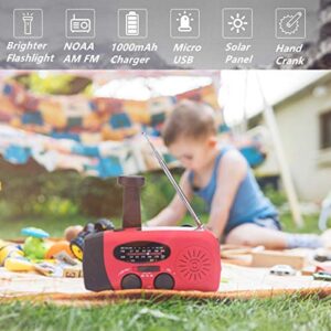 Handsider Solar Hand Crank Self Powered Survival Emergency AM FM NOAA Weather Radio with Led Flashlight, 2000mAh Power Bank for Cellphone Smartphone