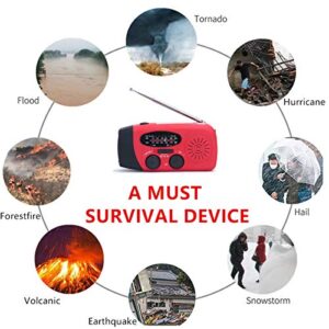 Handsider Solar Hand Crank Self Powered Survival Emergency AM FM NOAA Weather Radio with Led Flashlight, 2000mAh Power Bank for Cellphone Smartphone