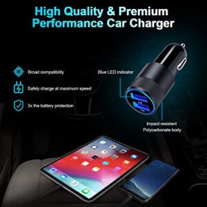 Fast Car Charger, 2Pack 3.4A Fast Charging Car Adapter Dual Port Cigarette Lighter USB Charger for iPhone 14 13 12 11 Pro Max SE XR XS X 8 7 6 6S Plus,Samsung Galaxy S22 S21 S20 S10 S9 S8 A13 A12 A51