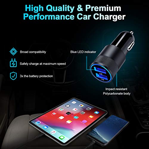 Fast Car Charger, 2Pack 3.4A Fast Charging Car Adapter Dual Port Cigarette Lighter USB Charger for iPhone 14 13 12 11 Pro Max SE XR XS X 8 7 6 6S Plus,Samsung Galaxy S22 S21 S20 S10 S9 S8 A13 A12 A51