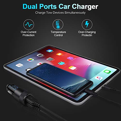 Fast Car Charger, 2Pack 3.4A Fast Charging Car Adapter Dual Port Cigarette Lighter USB Charger for iPhone 14 13 12 11 Pro Max SE XR XS X 8 7 6 6S Plus,Samsung Galaxy S22 S21 S20 S10 S9 S8 A13 A12 A51