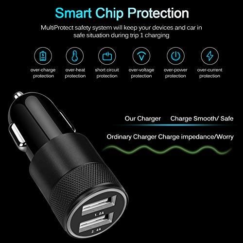 Fast Car Charger, 2Pack 3.4A Fast Charging Car Adapter Dual Port Cigarette Lighter USB Charger for iPhone 14 13 12 11 Pro Max SE XR XS X 8 7 6 6S Plus,Samsung Galaxy S22 S21 S20 S10 S9 S8 A13 A12 A51