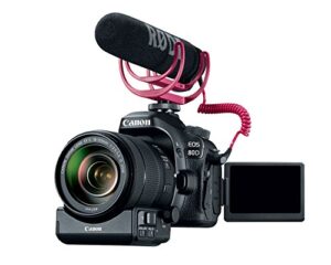 canon video creator kit, eos 80d with ef-s 18–135mm lens, rode videomic go, and 32gb sandisk memory card, black
