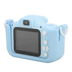 kids camera, 12mp front and back dual cameras camera with silicone case selfies childrens camera toy with 2.0in ips screen cute cartoon mini camera(blue)