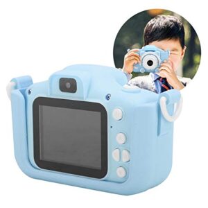 Kids Camera, 12MP Front and Back Dual Cameras Camera with Silicone Case Selfies Childrens Camera Toy with 2.0in IPS Screen Cute Cartoon Mini Camera(Blue)