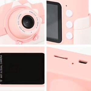 Lurrose Cartoon Digital Camera High Definition: Cartoon Kids Camera, Pink Rechargeable WiFi Video Recorder, 32g Mini Kid Camera Toys for New Year Birthday Festival Souvenir