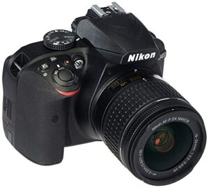 nikon d3400 digital slr camera & 18-55mm vr dx af-p zoom lens (black) – (renewed)