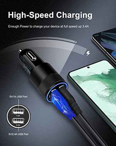 [5pcs] Car Charger Adapter, AILKIN USB Multi Port Cigarette Lighter Fast Charging Power Block Plug for iPhone 14 13 Pro Max XR, Samsung Galaxy S21 Ultra S8, LG, Moto, 3.4A Dual Cargador Carro for Car