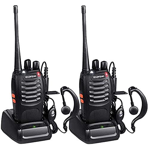 Baofeng BF-888S walkie Talkie, 2-Pack Long Range Ham Two-Way Radio with Earpiece UHF 400-470Mhz Interphone for Hiking Camping, Charger and Battery Included