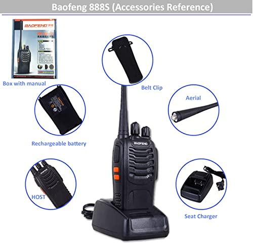 Baofeng BF-888S walkie Talkie, 2-Pack Long Range Ham Two-Way Radio with Earpiece UHF 400-470Mhz Interphone for Hiking Camping, Charger and Battery Included