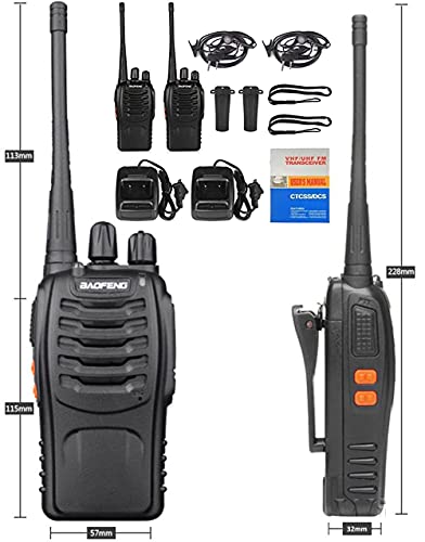 Baofeng BF-888S walkie Talkie, 2-Pack Long Range Ham Two-Way Radio with Earpiece UHF 400-470Mhz Interphone for Hiking Camping, Charger and Battery Included