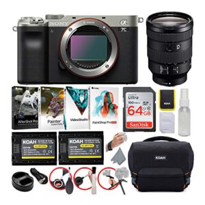 sony alpha a7c full-frame compact mirrorless camera (silver) bundle with 24-105mm f/4 g oss lens (6 items)