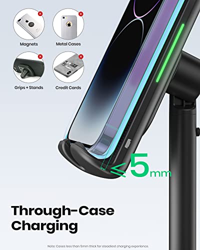 INIU Wireless Charger Stand, 15W Fast Wireless Charging Stand, Adjustable Angle Charger Dock Phone Holder, Wireless Charging Station Compatible with iPhone 14 13 12 11 Pro/Max Samsung S22 S21 Pixel