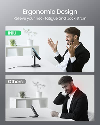 INIU Wireless Charger Stand, 15W Fast Wireless Charging Stand, Adjustable Angle Charger Dock Phone Holder, Wireless Charging Station Compatible with iPhone 14 13 12 11 Pro/Max Samsung S22 S21 Pixel