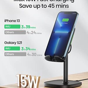 INIU Wireless Charger Stand, 15W Fast Wireless Charging Stand, Adjustable Angle Charger Dock Phone Holder, Wireless Charging Station Compatible with iPhone 14 13 12 11 Pro/Max Samsung S22 S21 Pixel