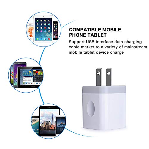 USB Wall Charger Adapter, FiveBox 5Pack 2.1Amp Fast Dual Port Wall Charger USB Plug Charging Block Charger Brick Charger Cube Charger Box Compatible iPhone 14/13/12/11/Xs/XR/X/8/7/6, Samsung, Android