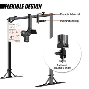 ILOKNZI Multifunction Camera Aluminium Overhead Mount Stand, Photography Studio DSLR Phone Top Down Camera Overhead Rig for Content Creators Video Photo